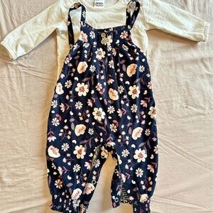 Anko Navy Floral Kids Overalls